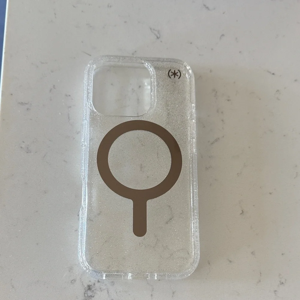 Speck Clear Glitter iPhone 16 Pro Phone Case with MagSafe